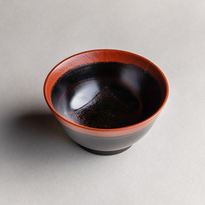 Large wooden rice bowl, Akebono lacquer
