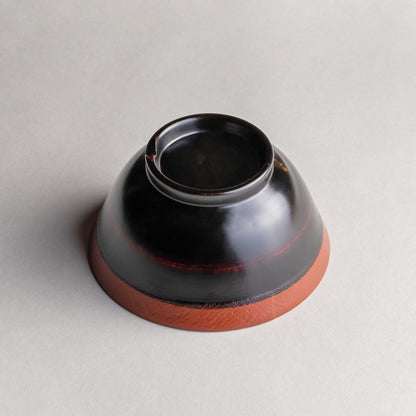 Large wooden rice bowl, Akebono lacquer